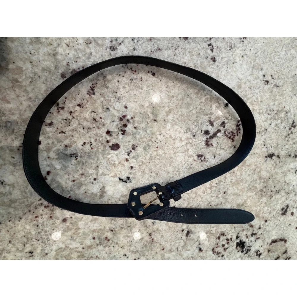 Ralph‎ Lauren Black/Brown Leather Belt Gold Buckle Size L 132 cm